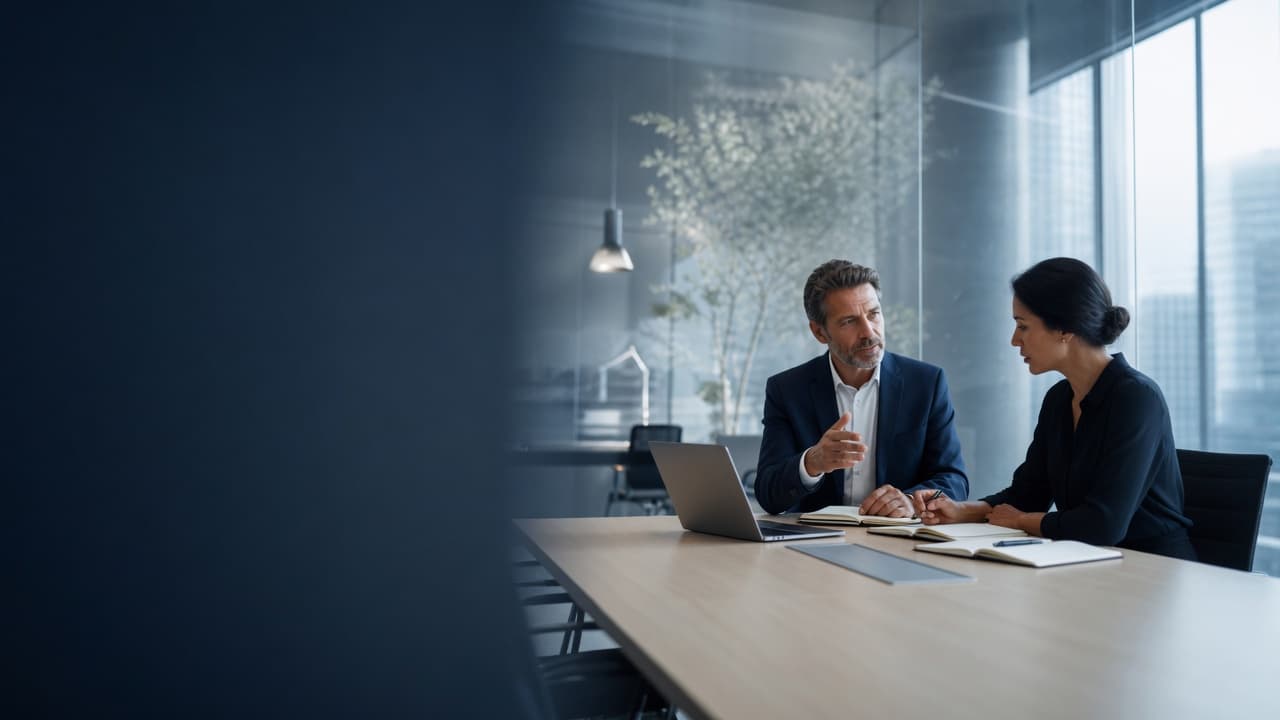 A focused conversation in a Nordic workplace